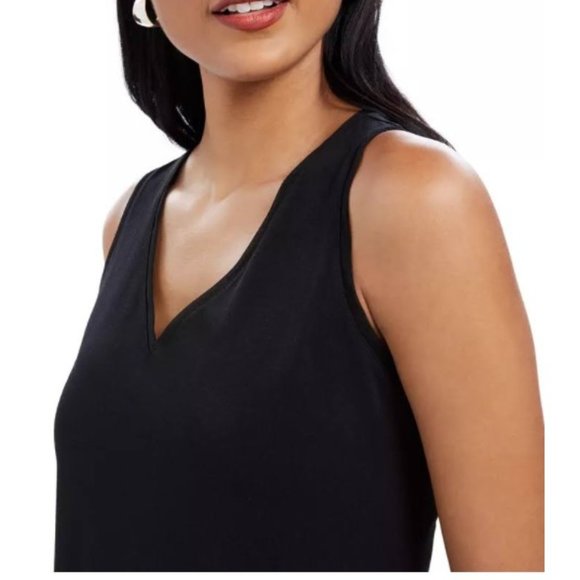 NWT Charter Club Black Crepe Tank Top - Picture 2 of 2